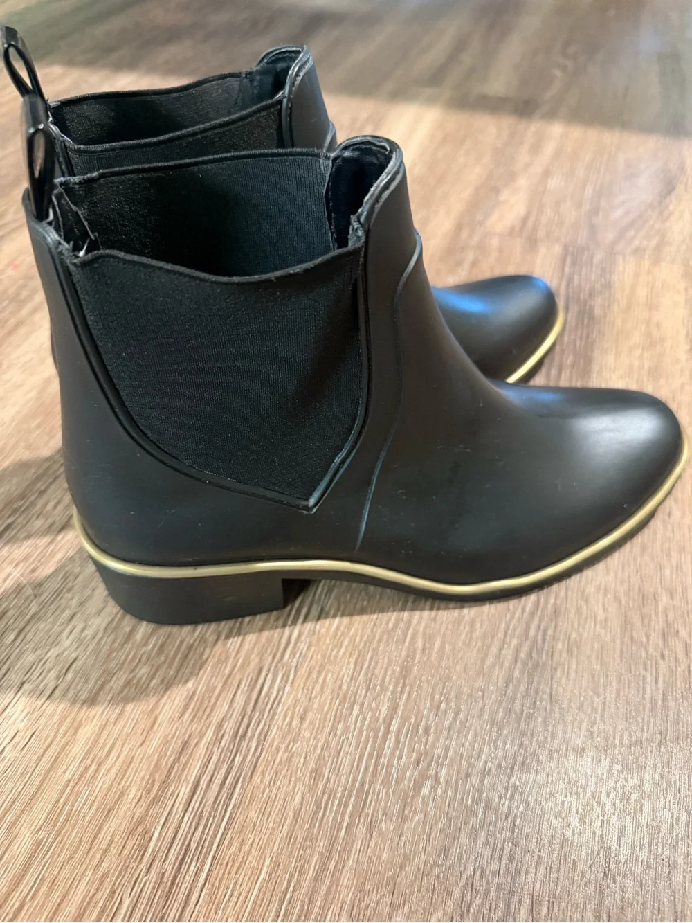 kate spade Black Chelsea Rain Booties with Contrast Trim